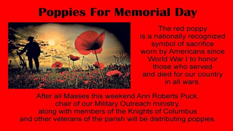 Poppies For Memorial Day - St James Catholic Church
